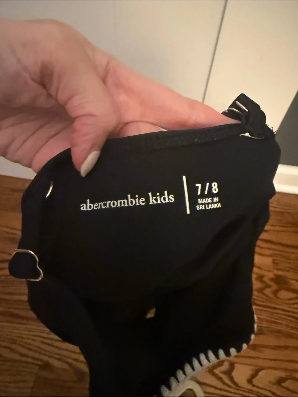 Abercrombie Kids Black One Piece Swimsuit Cutout Crochet Trim Size 7/8